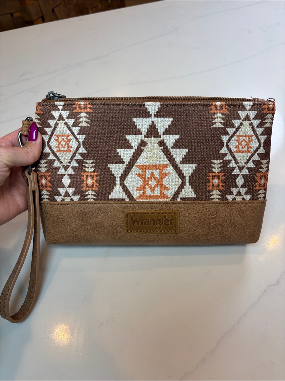 Wrangler Brown & Orange Aztec Wristlet